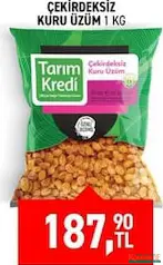 TARIM KREDİ ÇEKİRDEKSİZ KURU ÜZÜM 1 KG fiyat ve kampanya bilgisi